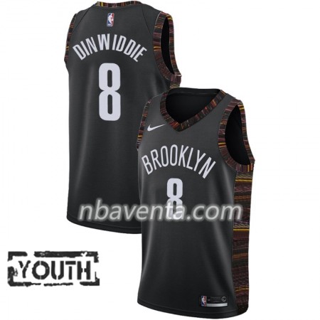Camiseta Niños Brooklyn Nets Spencer Dinwiddie 8 2018-19 Nike City Edition Negro Swingman